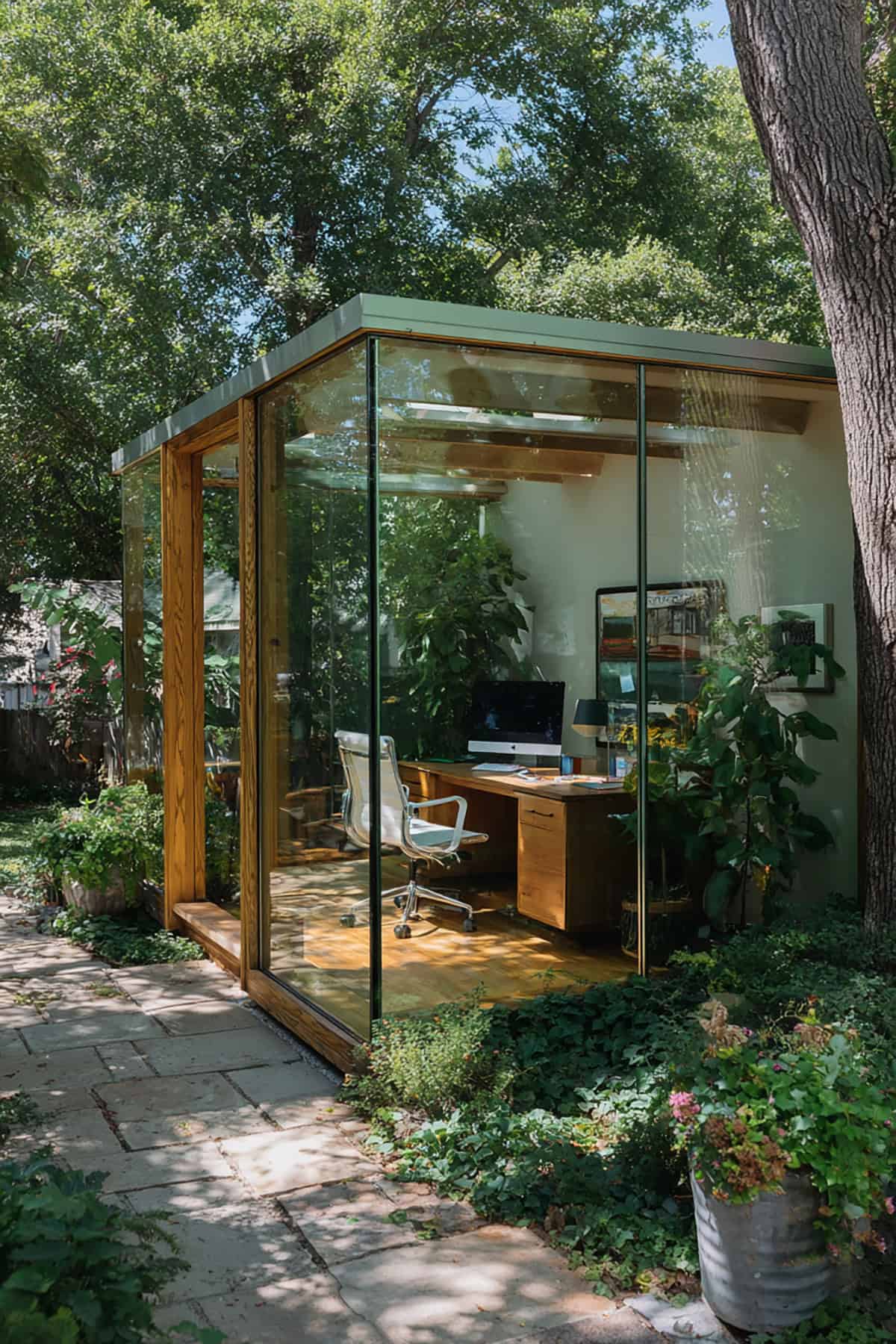 All Glass Front She Shed Office