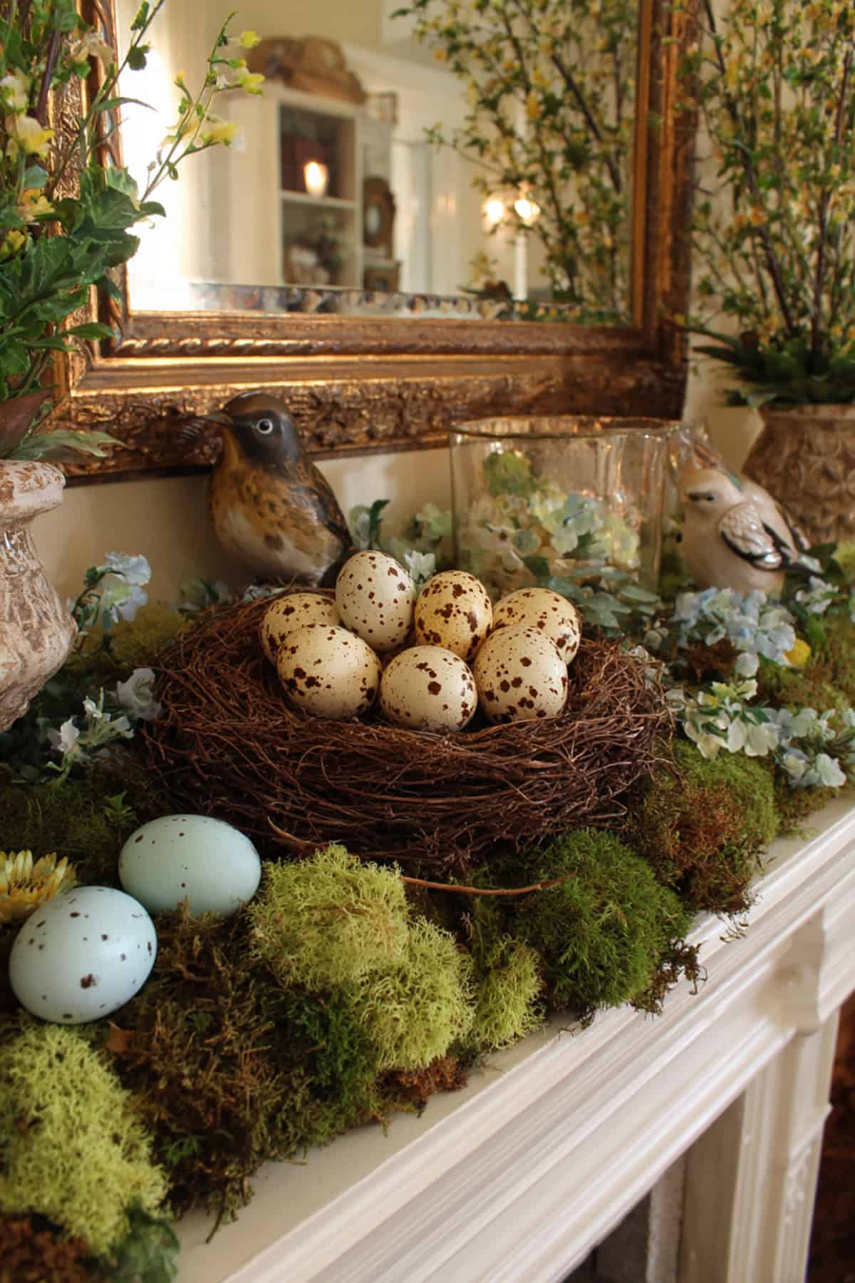 Bird Nest Spring Mantel