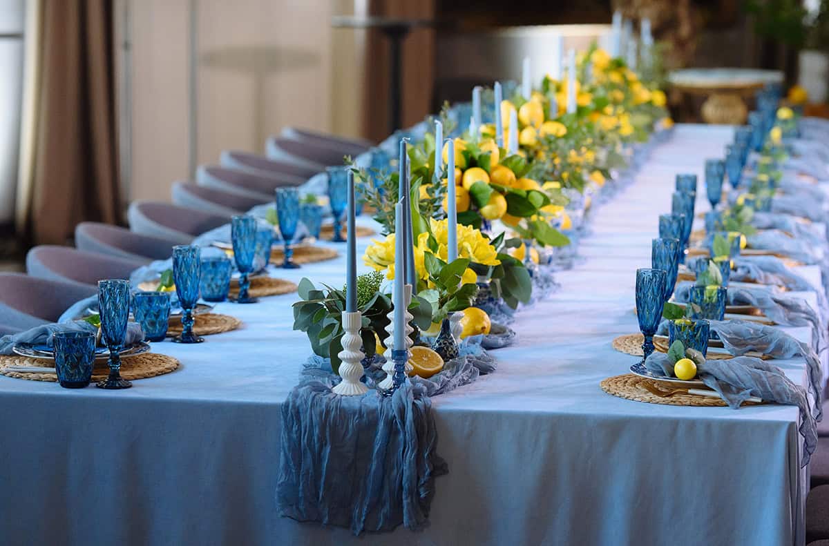 Blue Glass and Lemon Garland