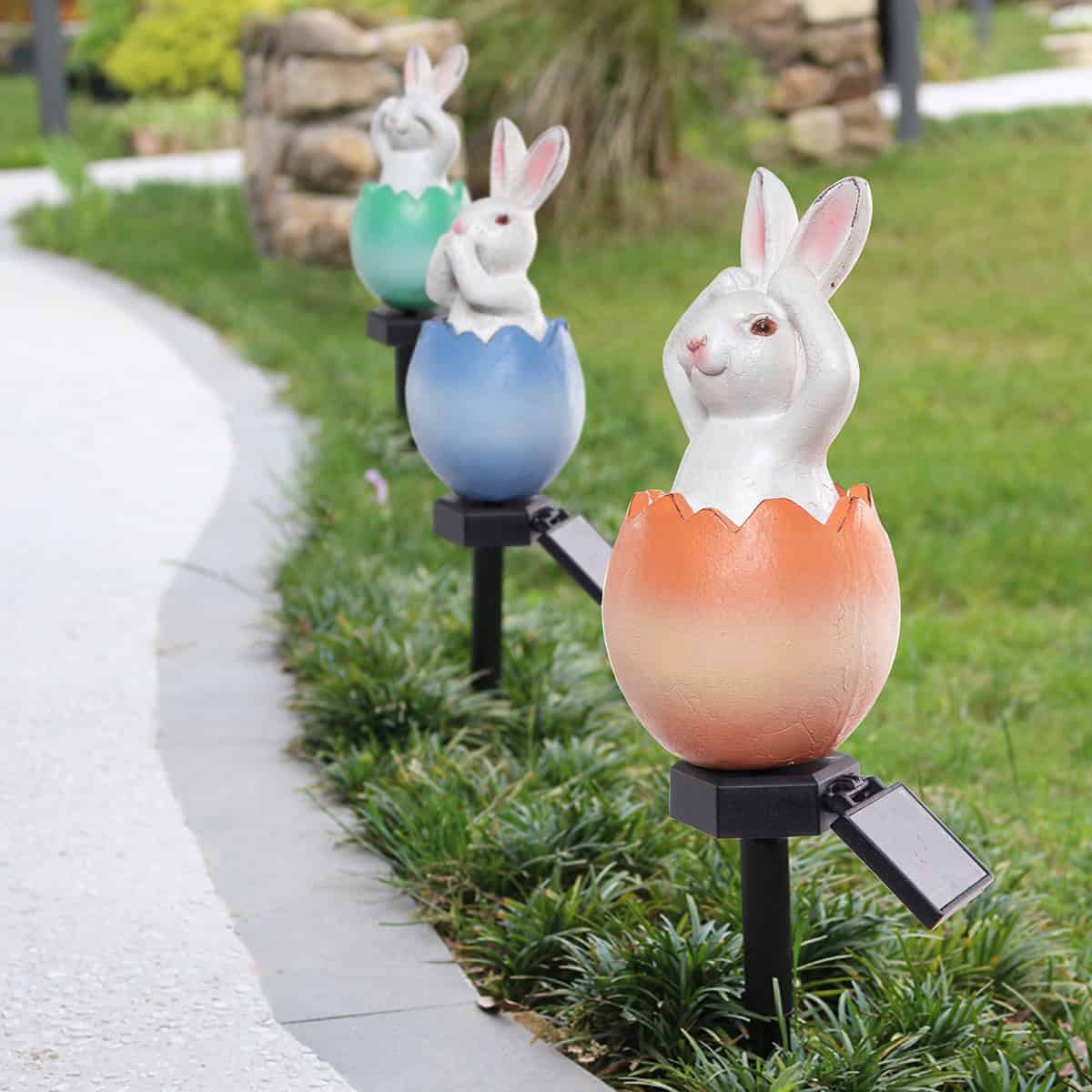 Bunny Solar Lights Along a Walkway