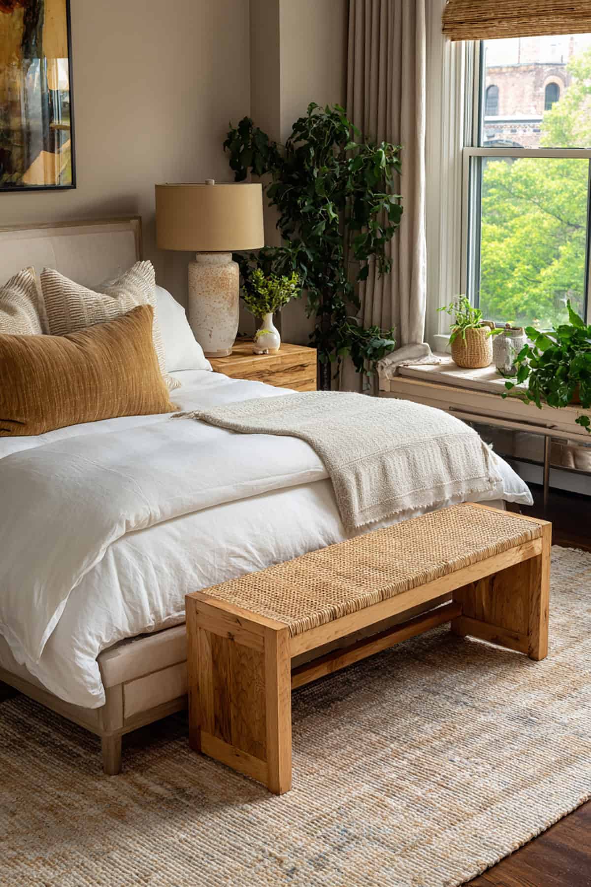 Cane Bedroom Bench