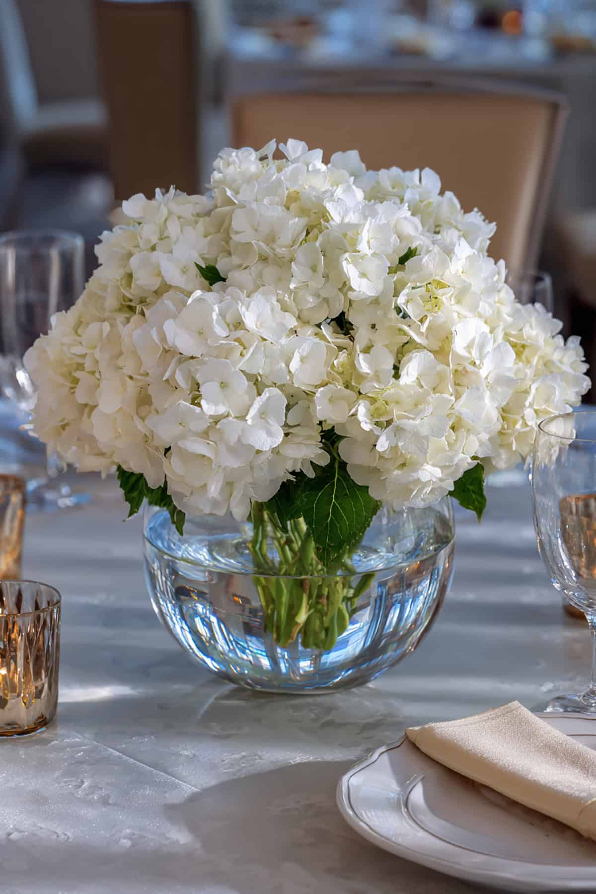 Classic White Hydrangea Dome Centerpiece