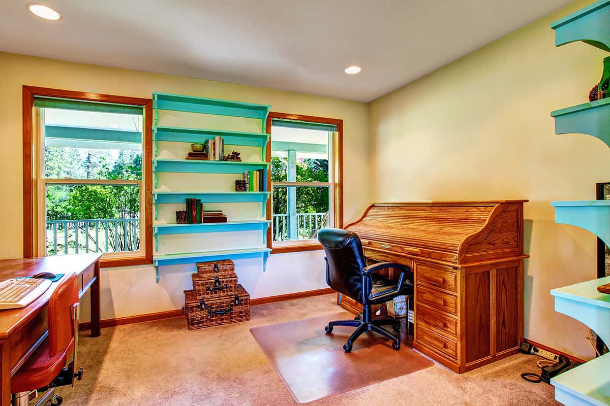 Country Office Blue Built Ins
