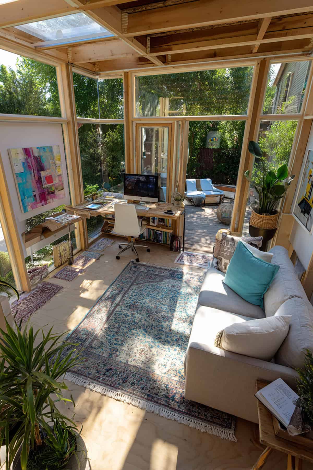 Creative Studio She Shed with Zoned Layout