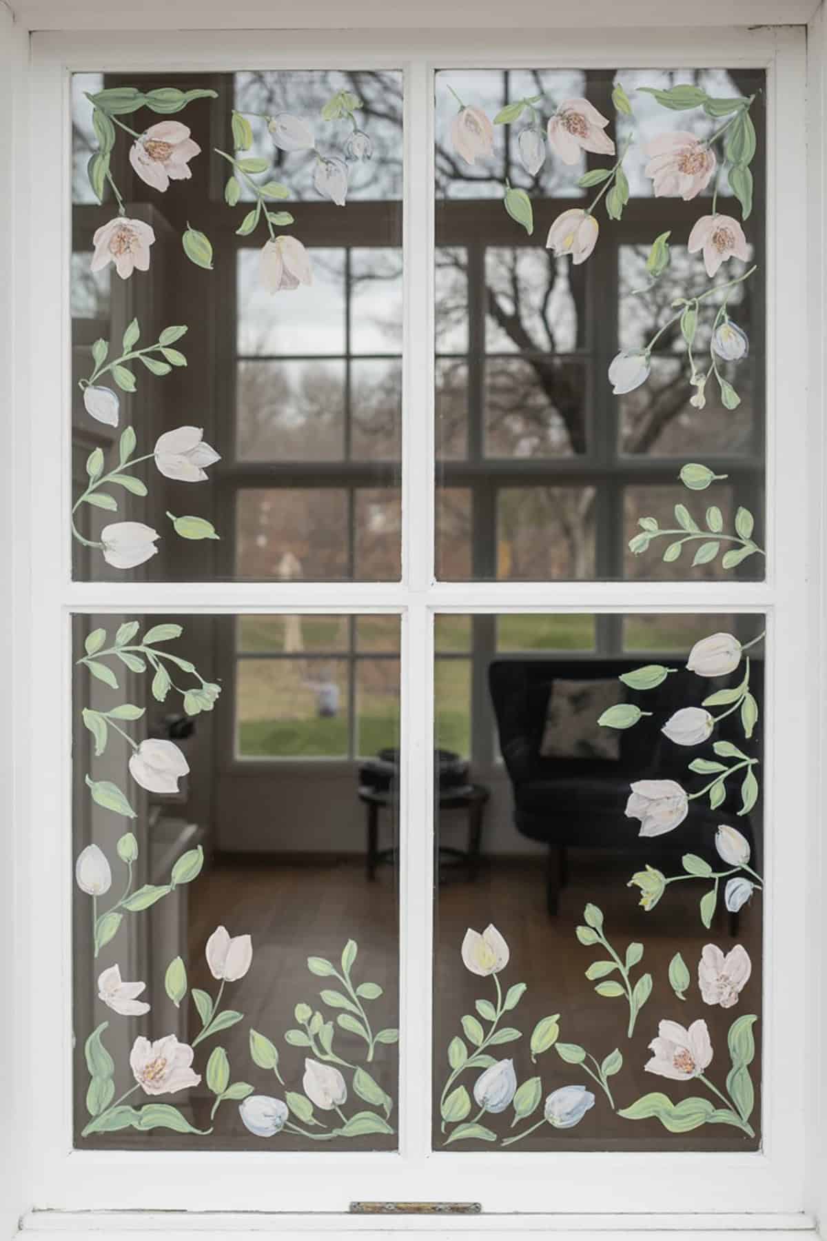 Floral Border Framing the Glass