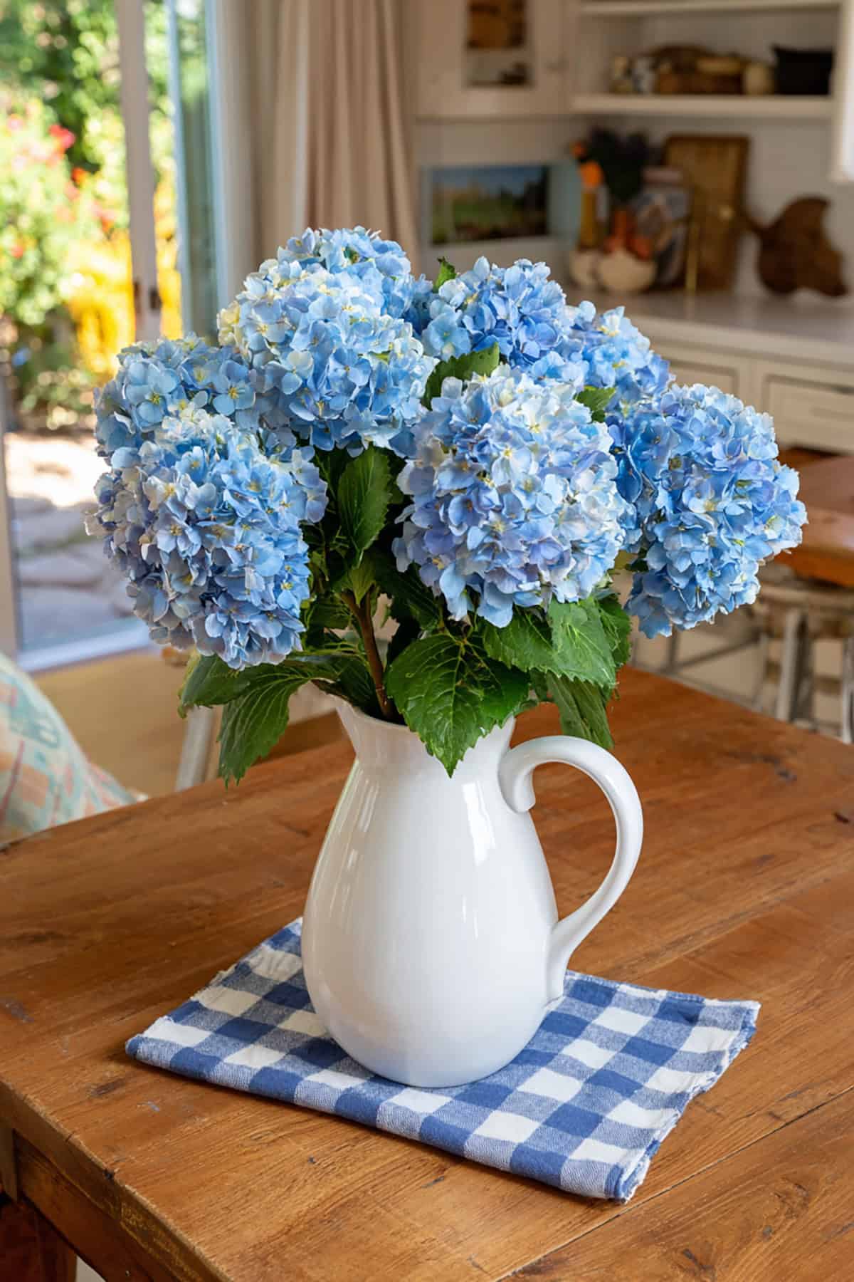 French Country Pitcher Hydrangea Centerpiece