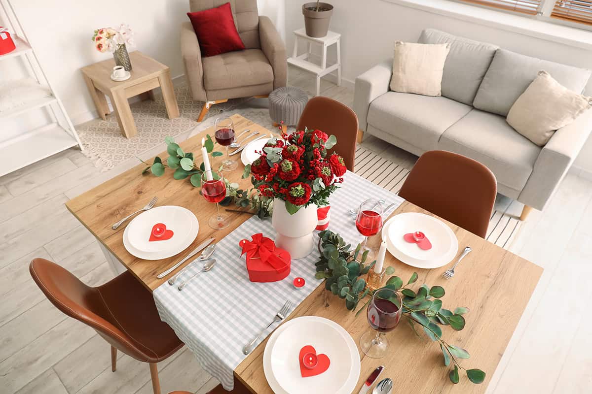 Gingham Runner with Mixed Floral Arrangement