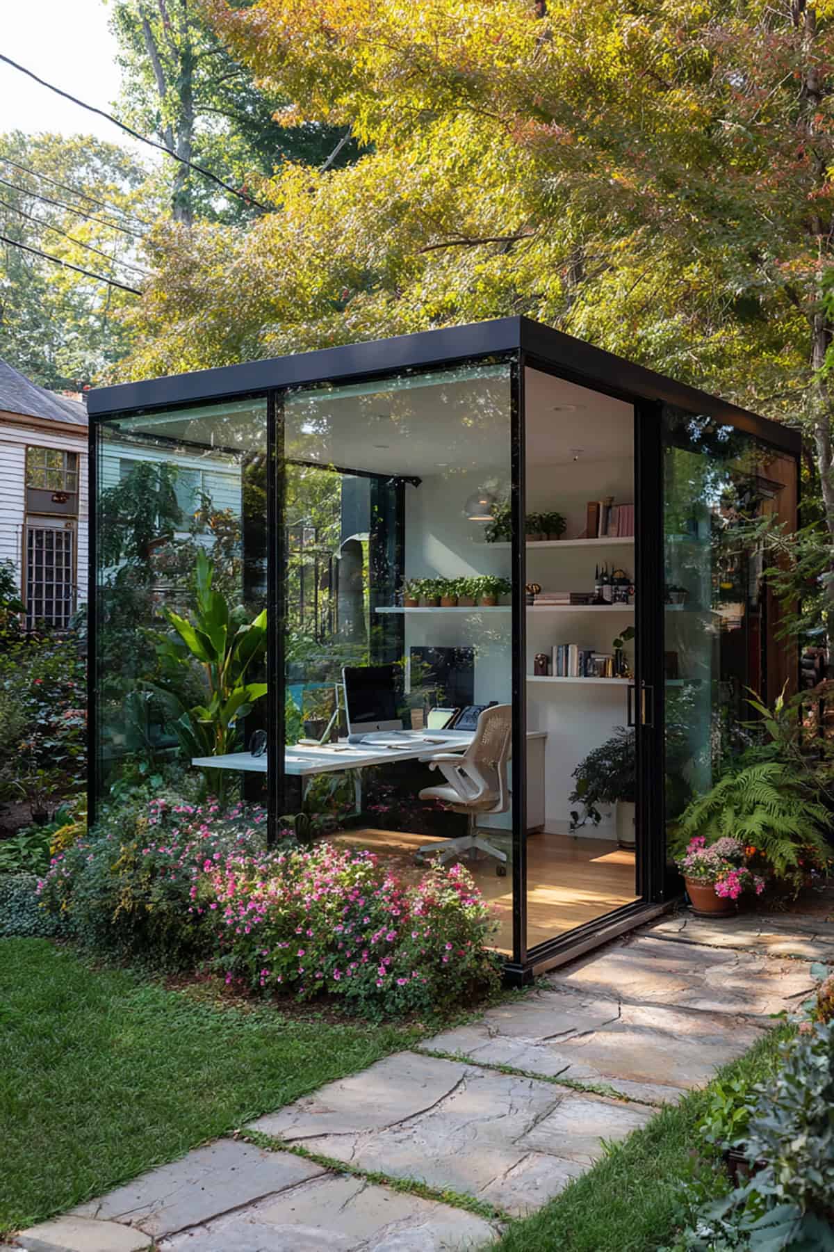 Glass Walled Garden She Shed Office
