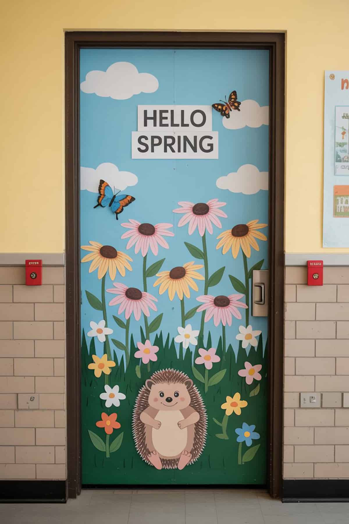 Hedgehog Flower Field Door