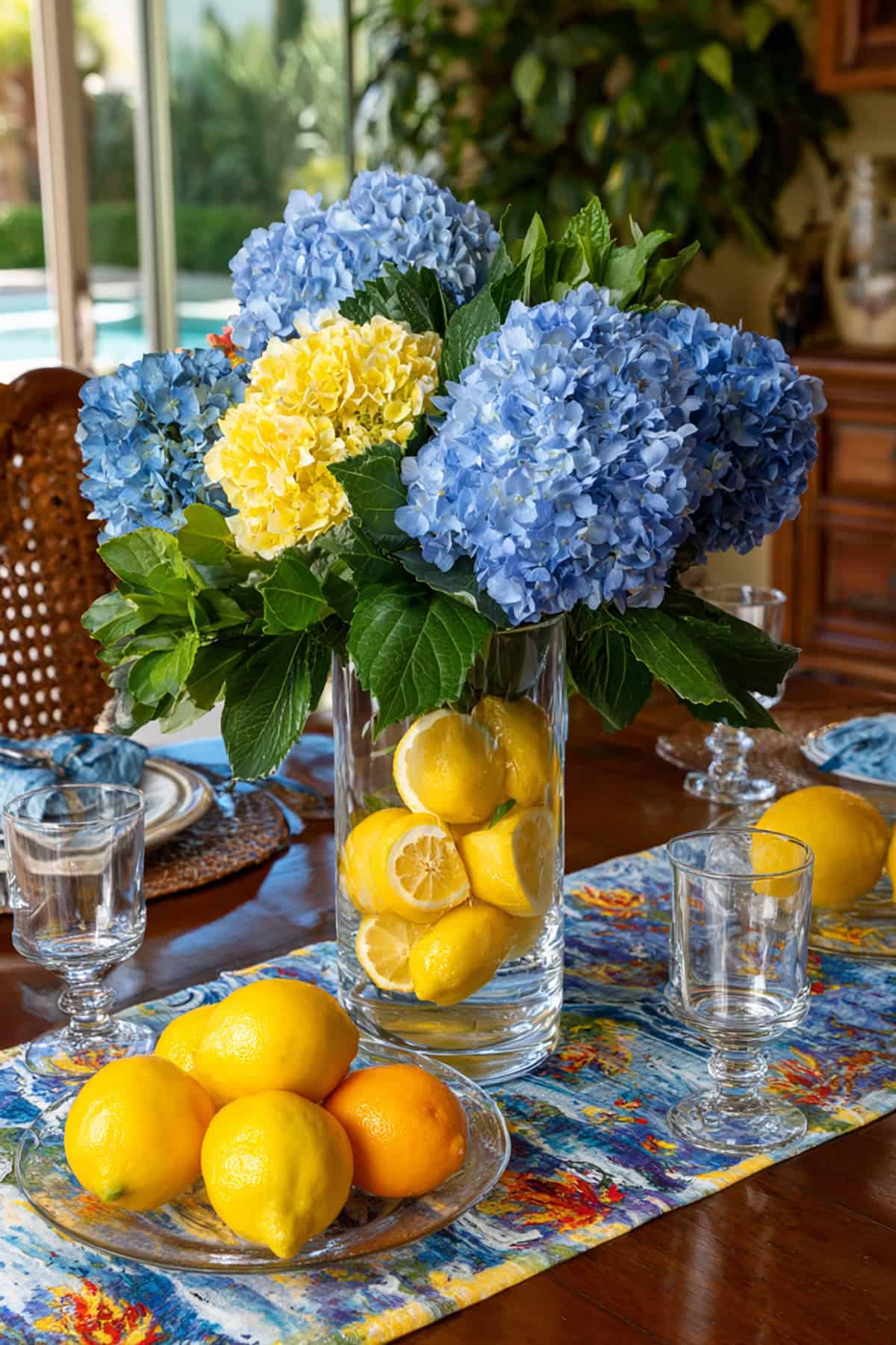 Hydrangea & Citrus Summer Centerpiece