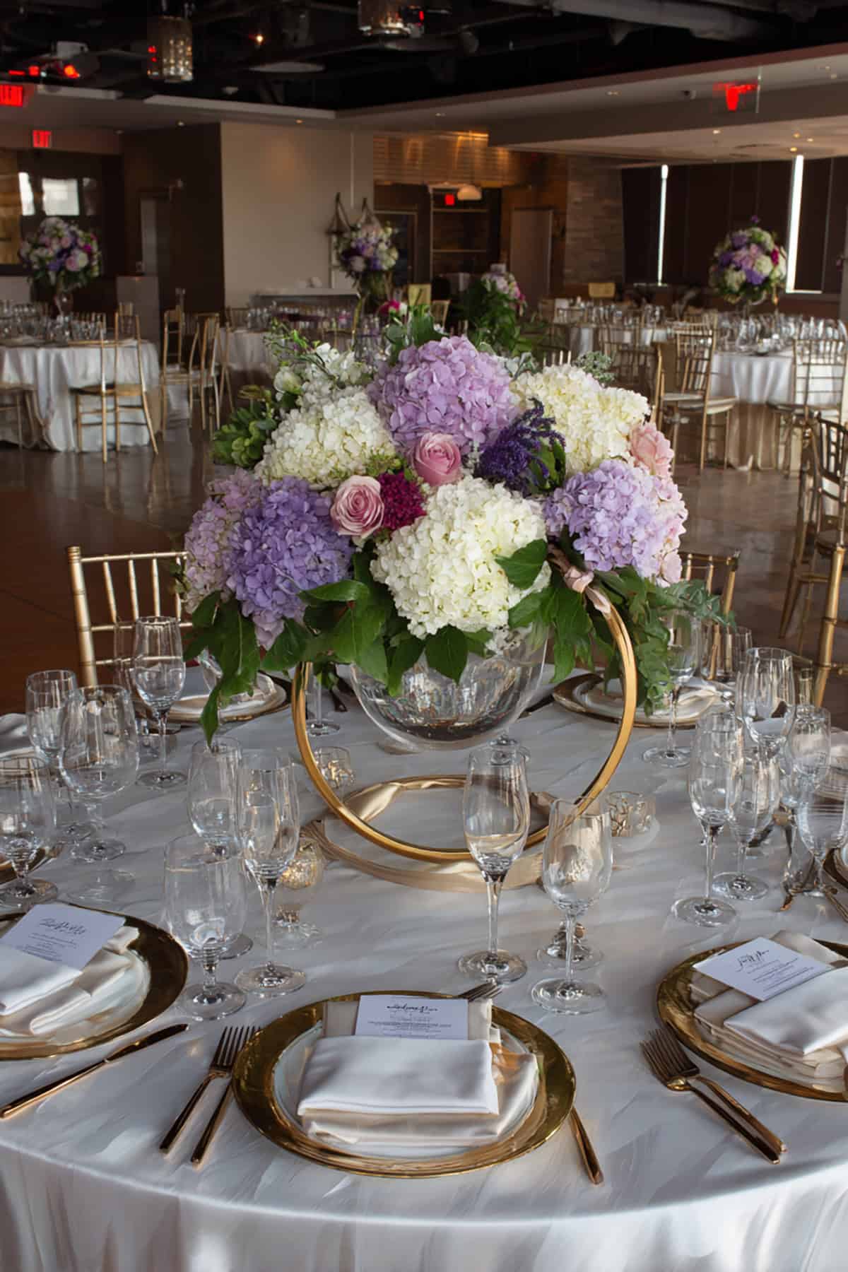Hydrangea & Ribbon Hoop Centerpiece