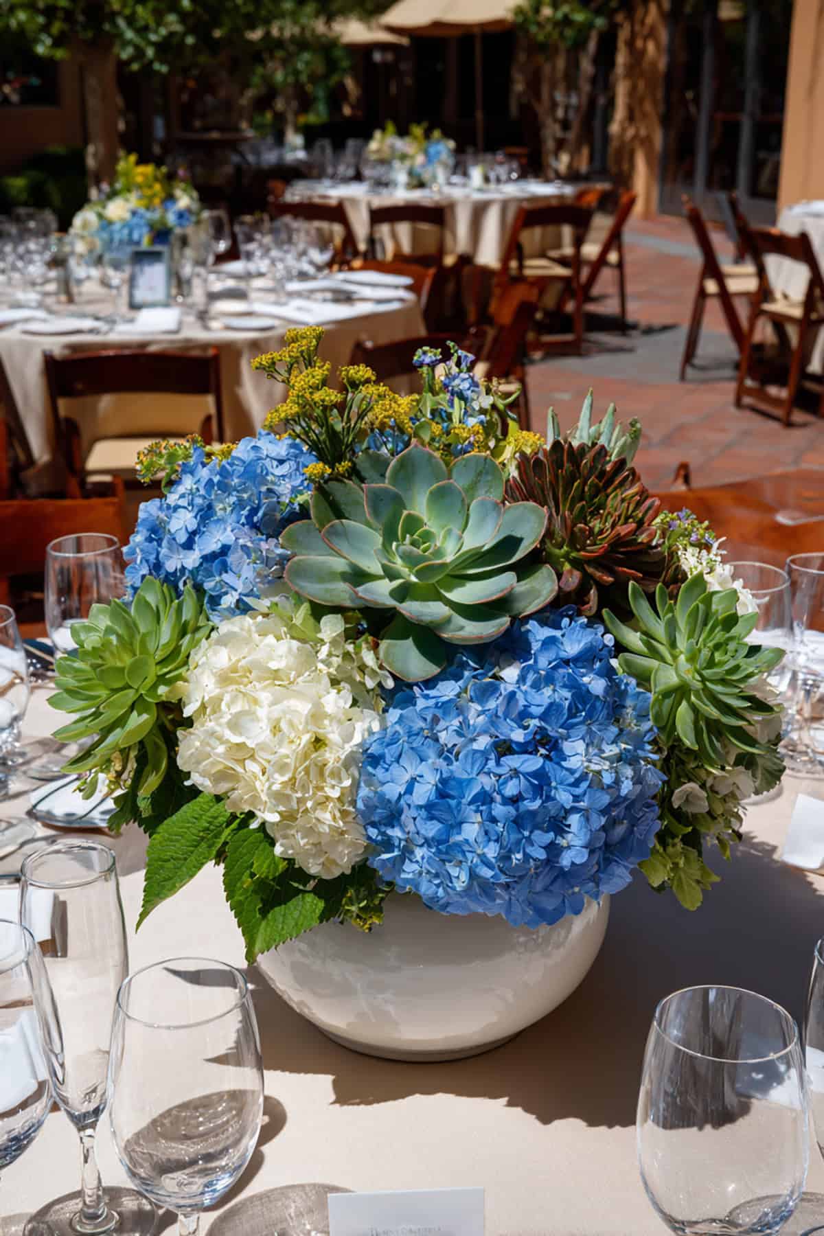 Hydrangea & Succulent Fusion Centerpiece