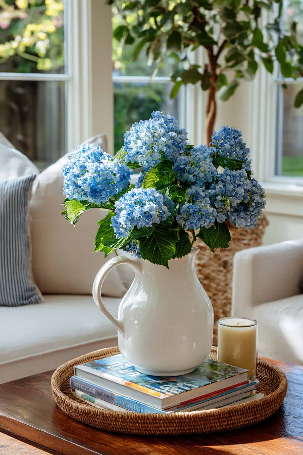 Hydrangeas in a Pitcher