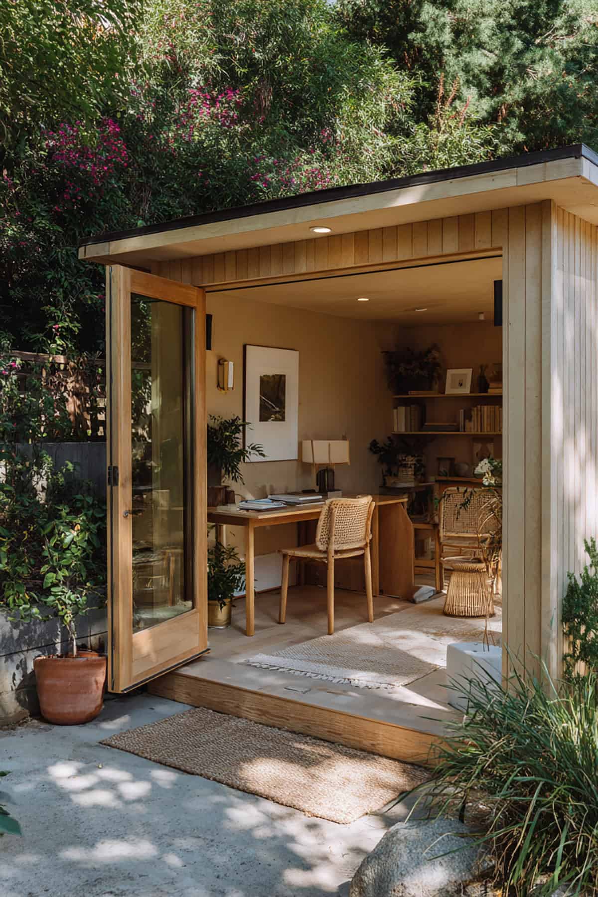 Japandi Style She Shed Office