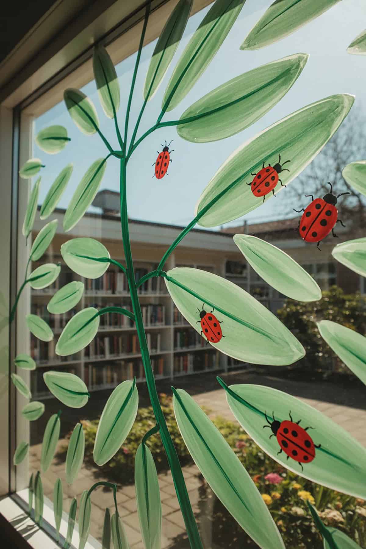 Ladybugs on Leaf Stems