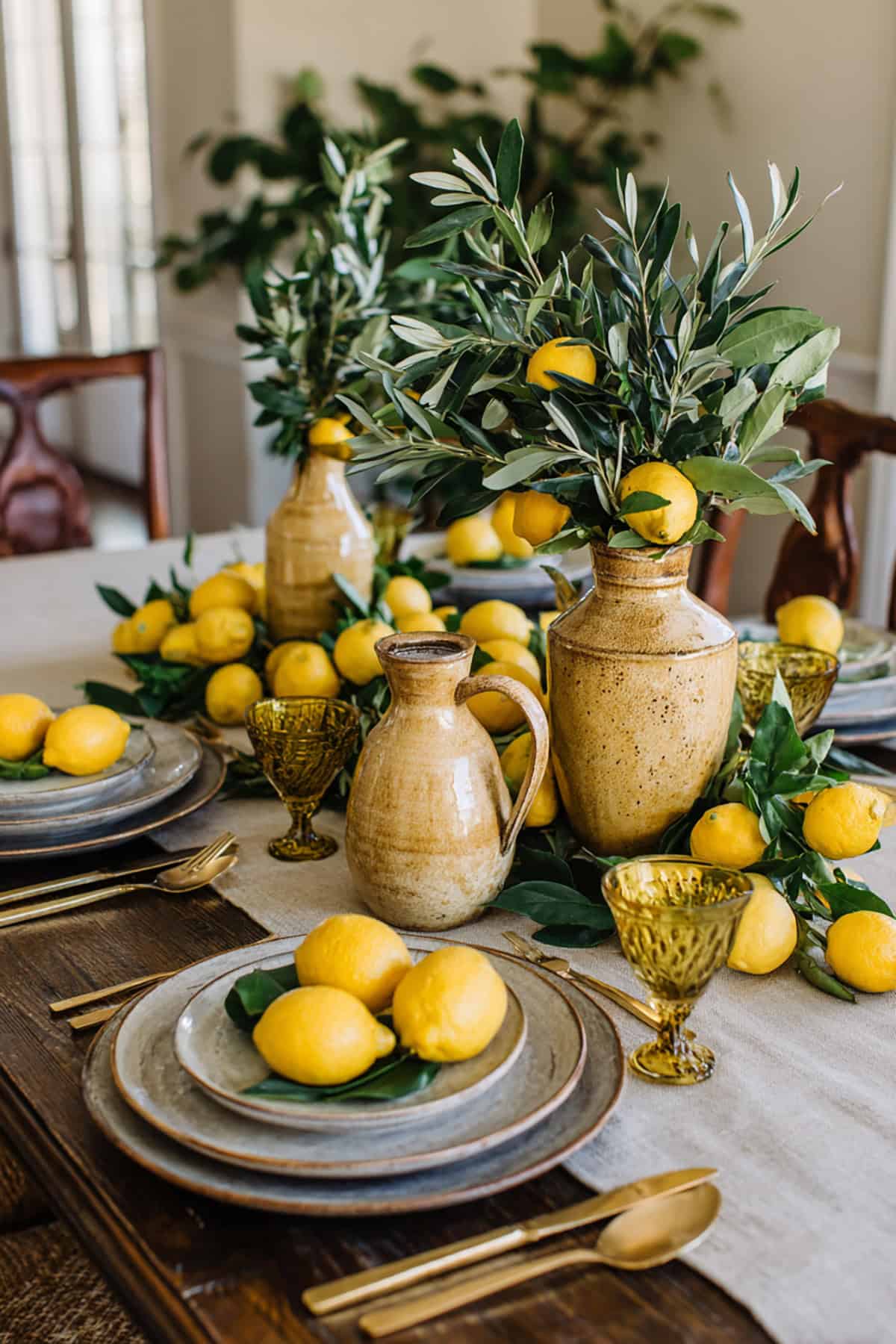 Lemon & Olive Branch Tablescape