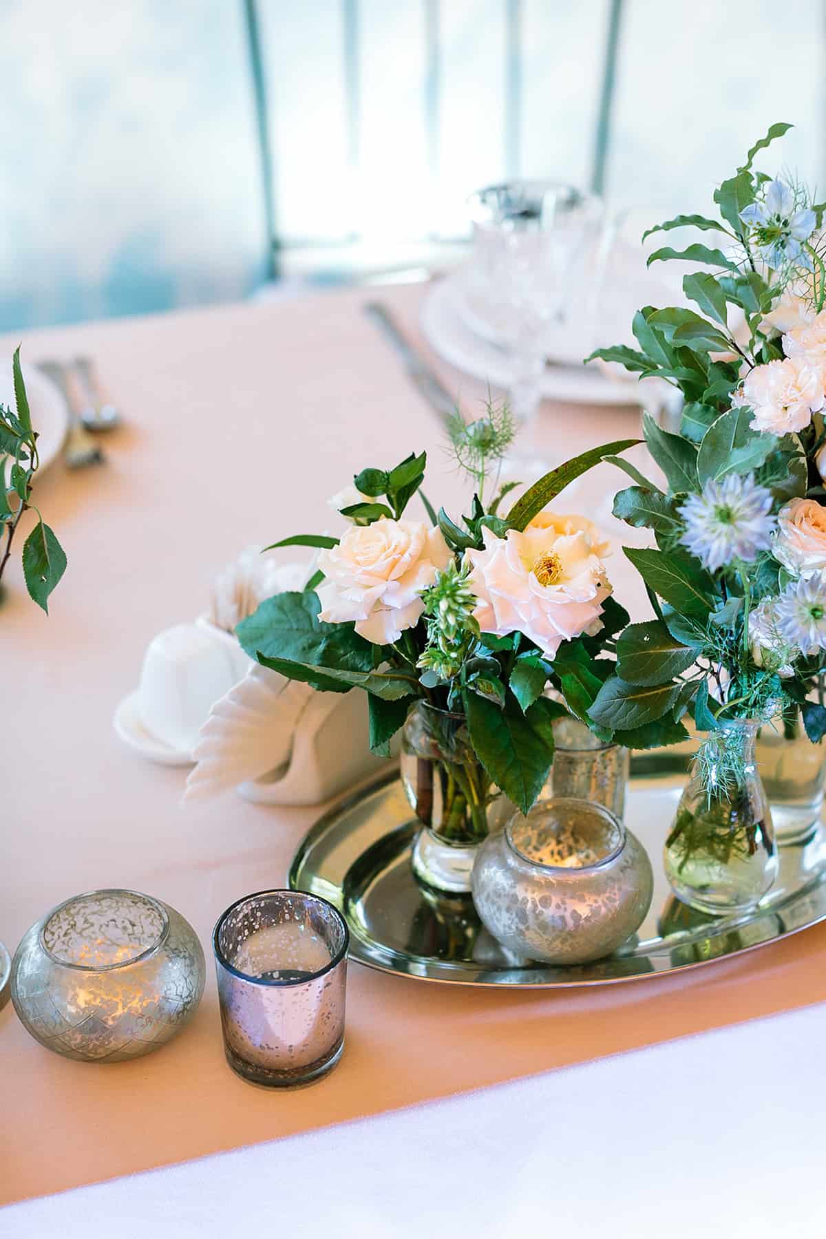 Mirror Tray Floral Centerpiece