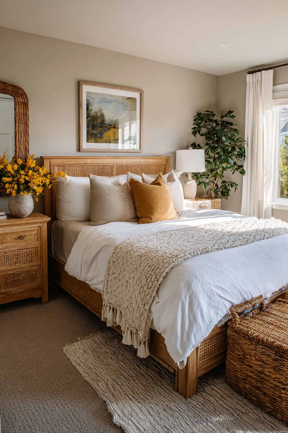 Natural Wood and Cane Accents