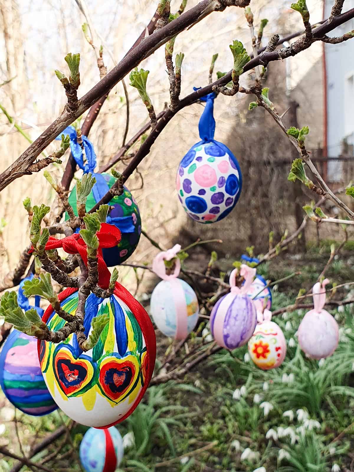 Painted Eggs on Bare Branches