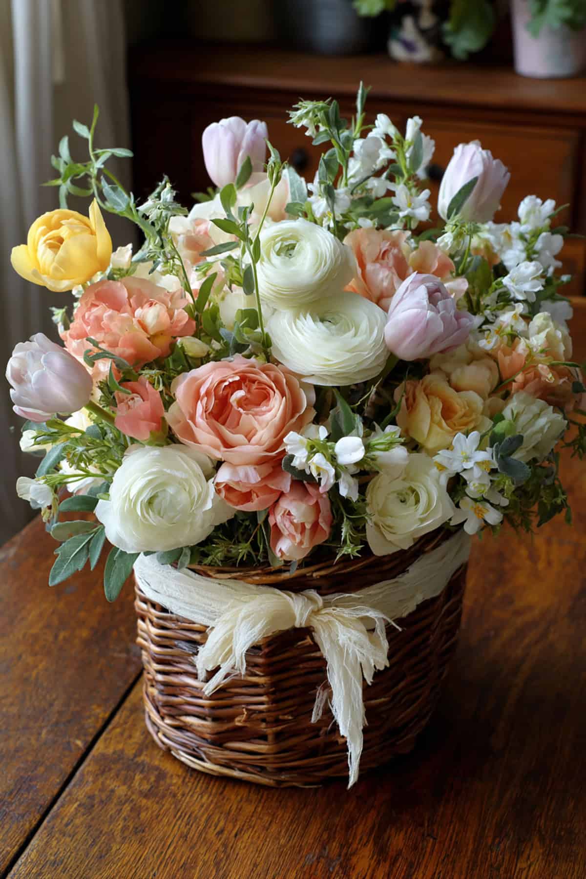 Pastel Garden Basket Arrangement
