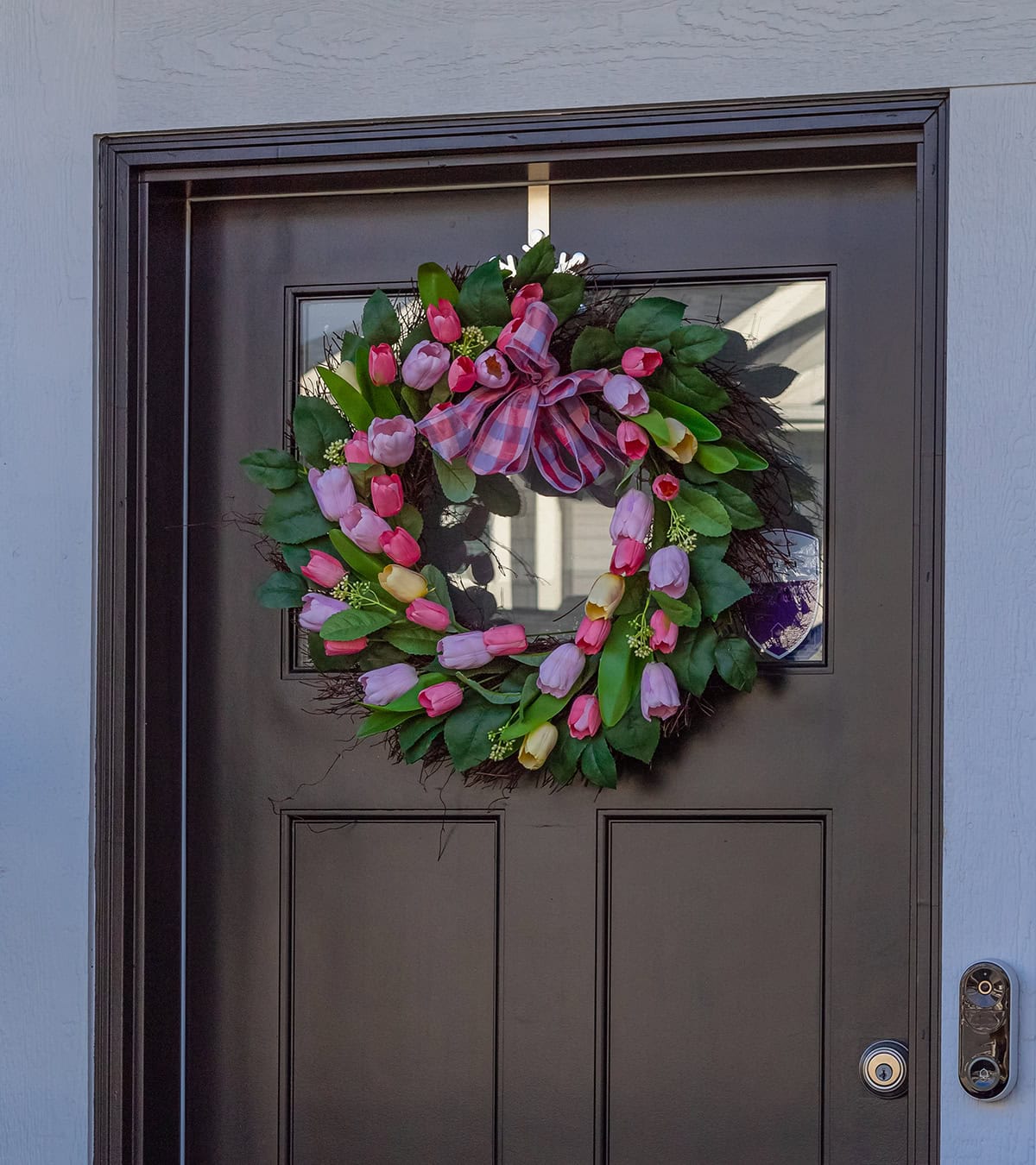 Pastel Tulip Wreath for Dark Doorways