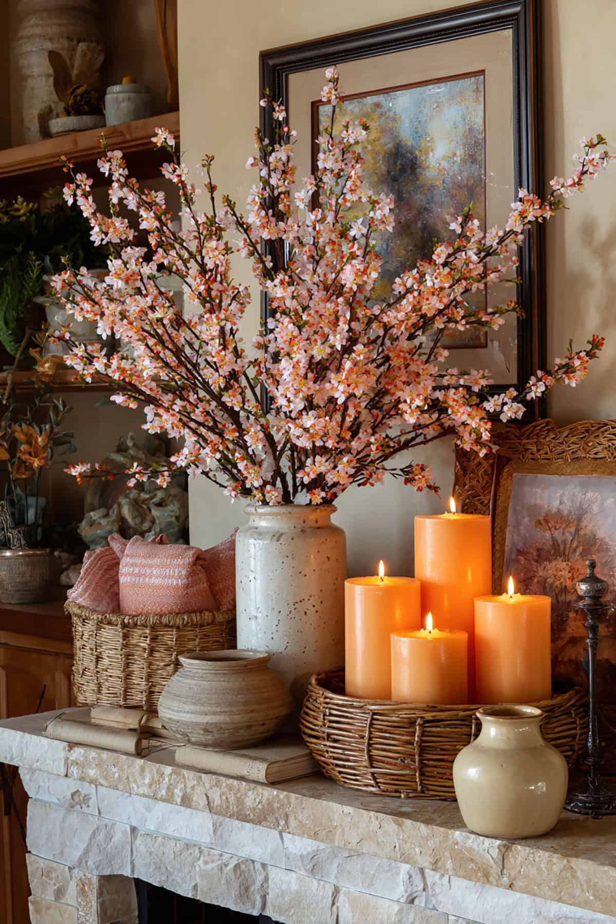 Peach Blossom Spring Mantel