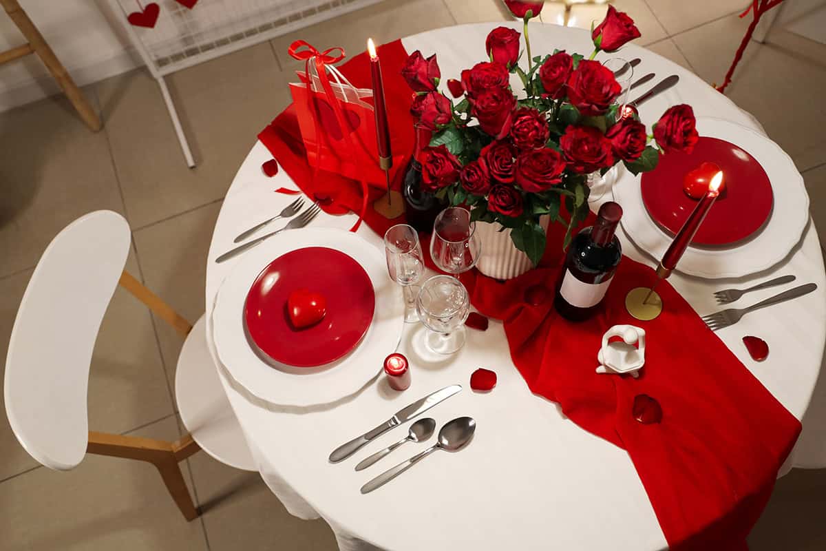Red Runner with Rose Cluster Centerpiece