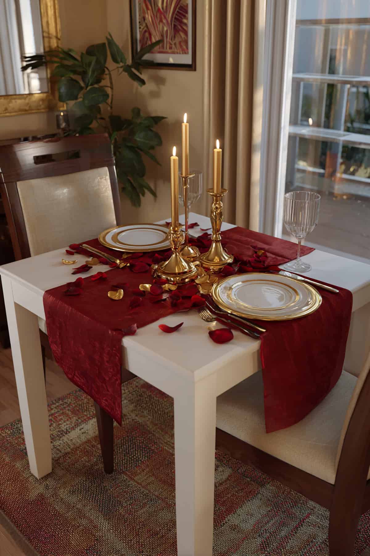 Red and Gold Candle Table