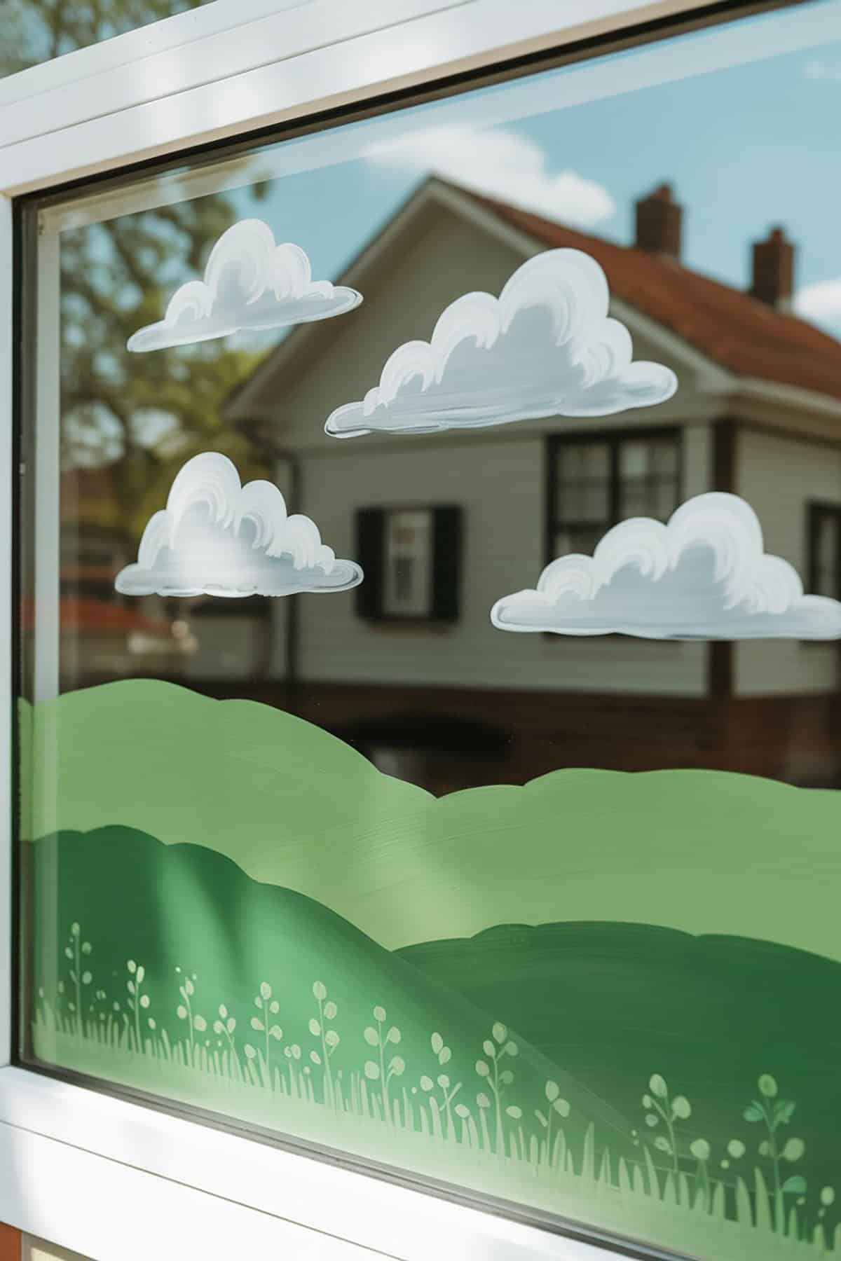 Rolling Green Hills With Soft Spring Clouds