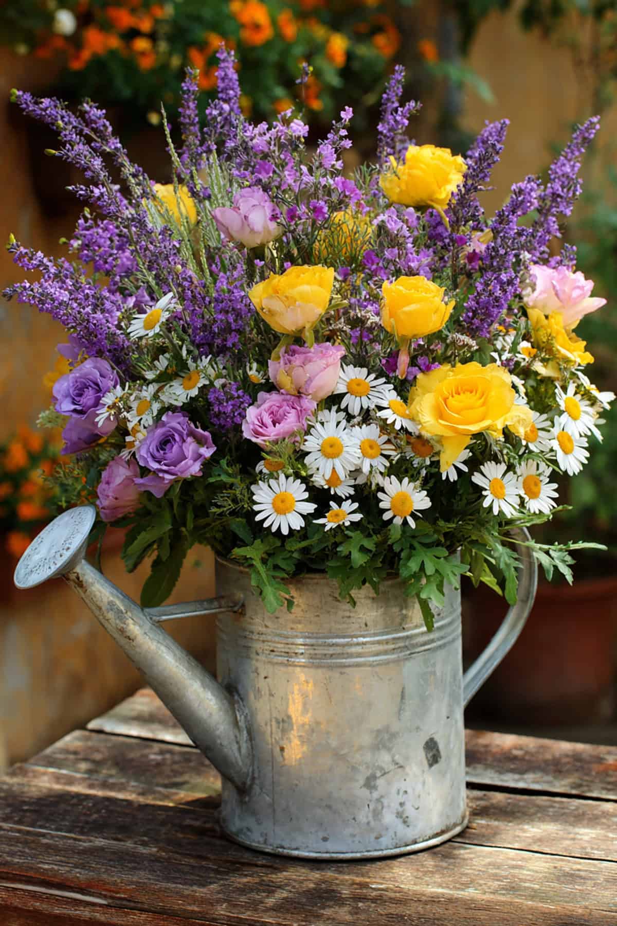 Rustic Spring Watering Can Arrangement