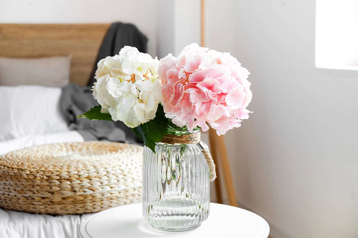 Soft Duo Hydrangea Bedside Arrangement