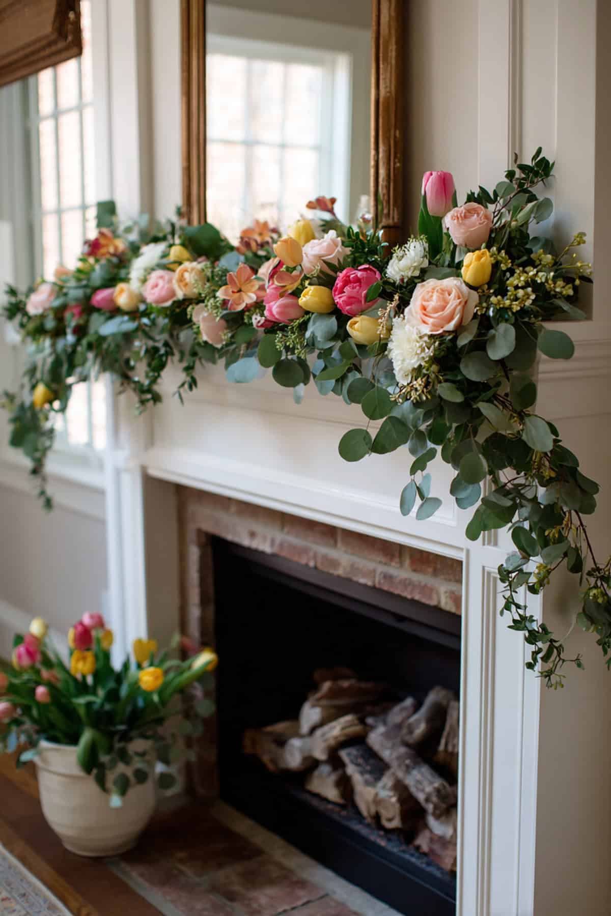 Spring Mantel Garland Arrangement