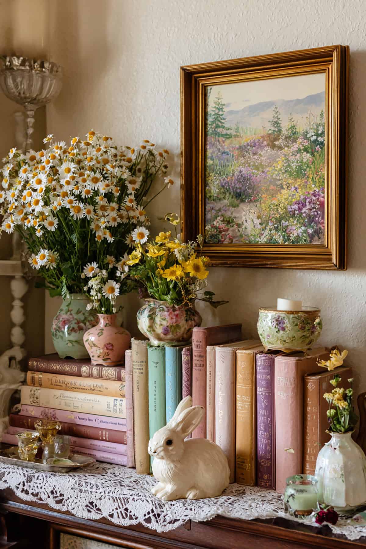 Storybook Spring Mantel With Vintage Books.jpg