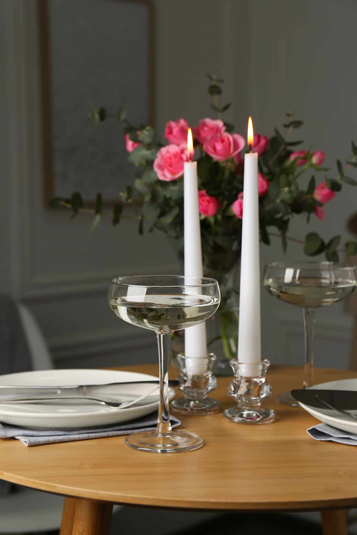 Tall Candles with Compressed Floral Line