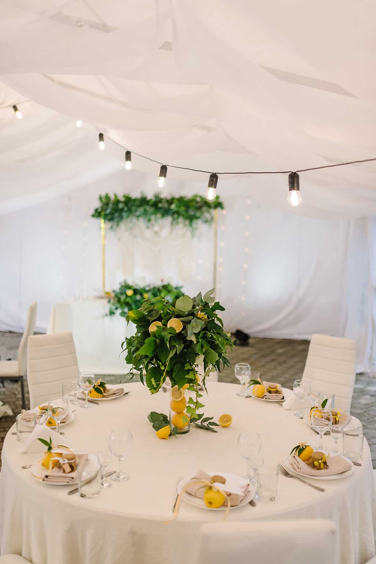 Tall Lemon and Greenery Centerpiece