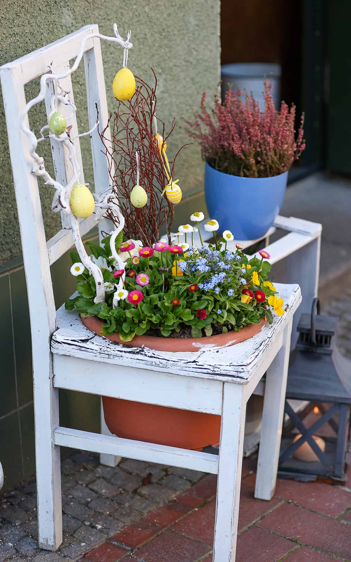 Vintage Chair as an Easter Flower Stand