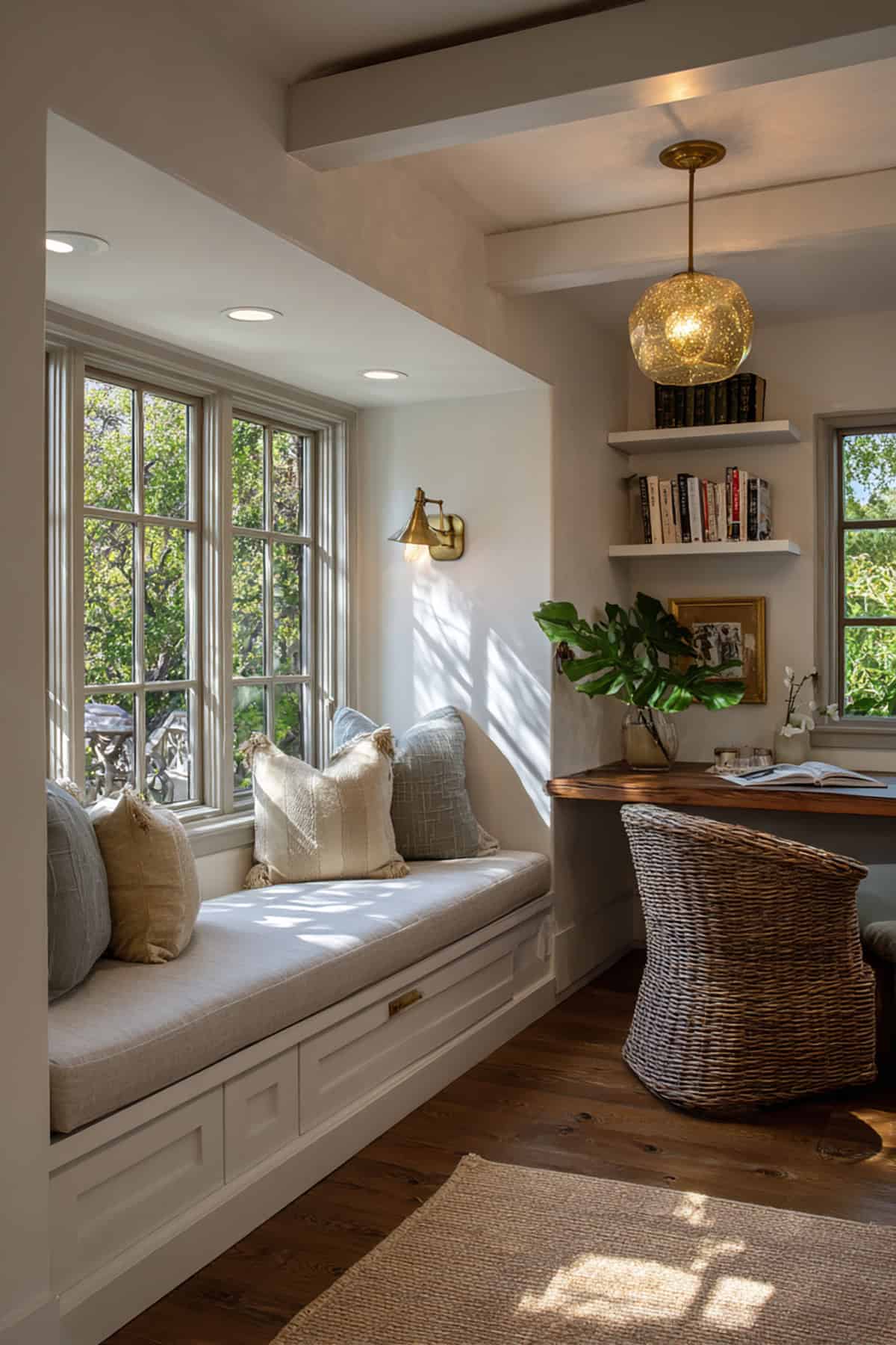 Window Seat Office with Storage Below