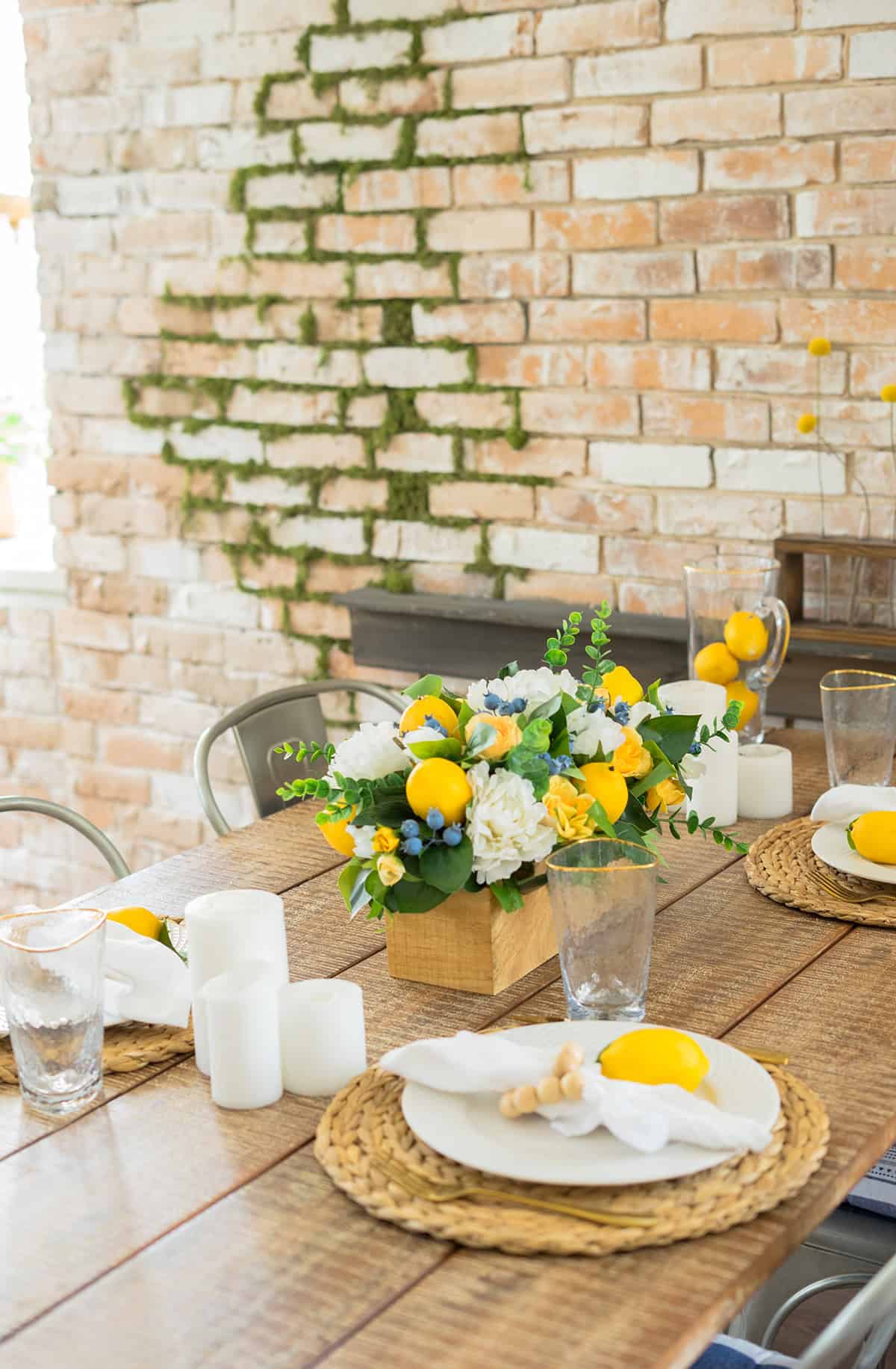 Wood Box with Lemons and Florals