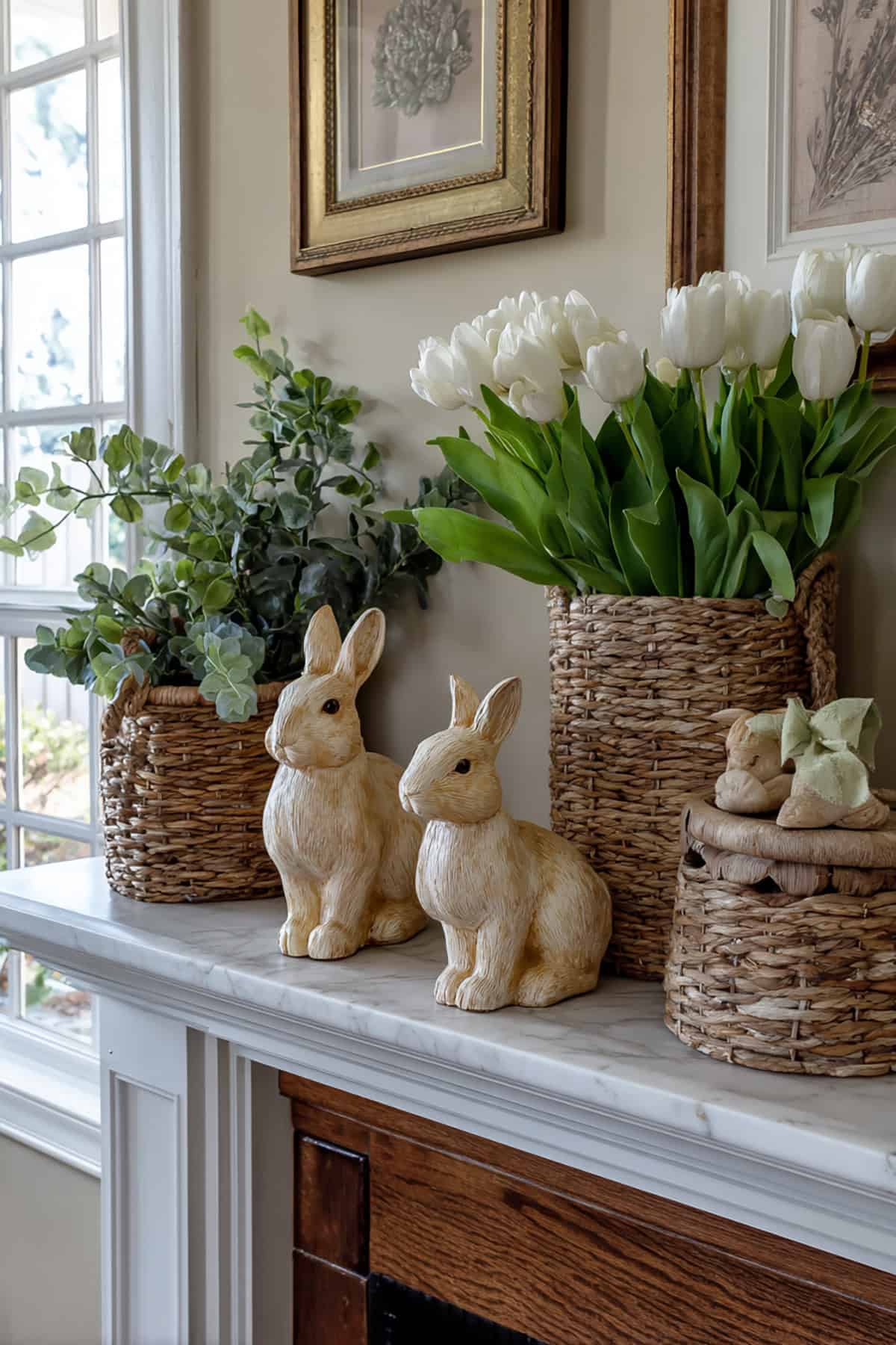Woven Accents with Tulips and Bunny Figures