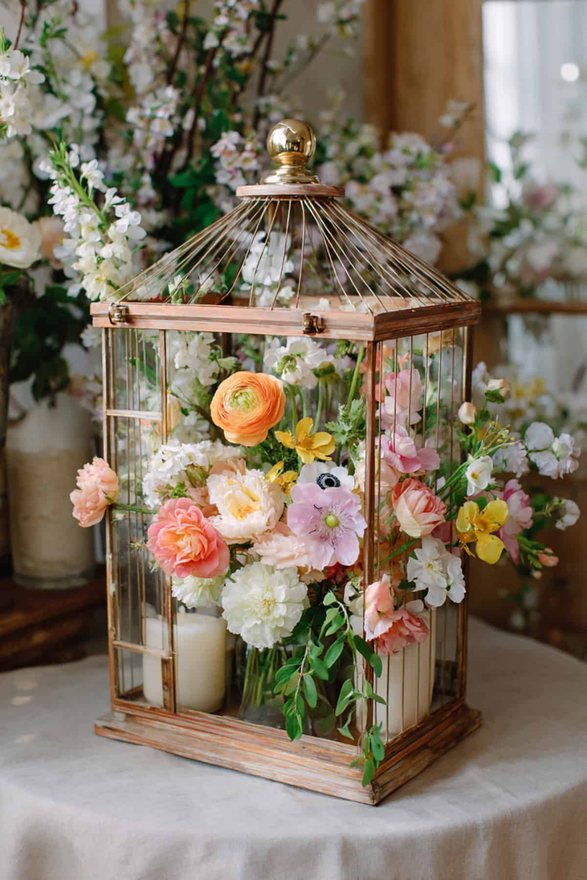 Birdcage Inspired Lantern Floral Fill