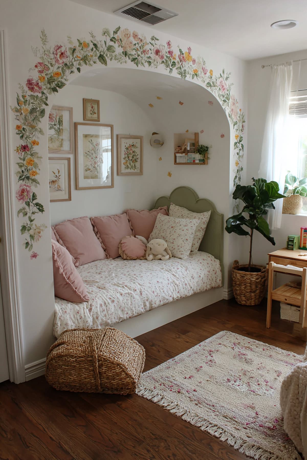 Blush And Sage Garden Room With Floral Arch Decals