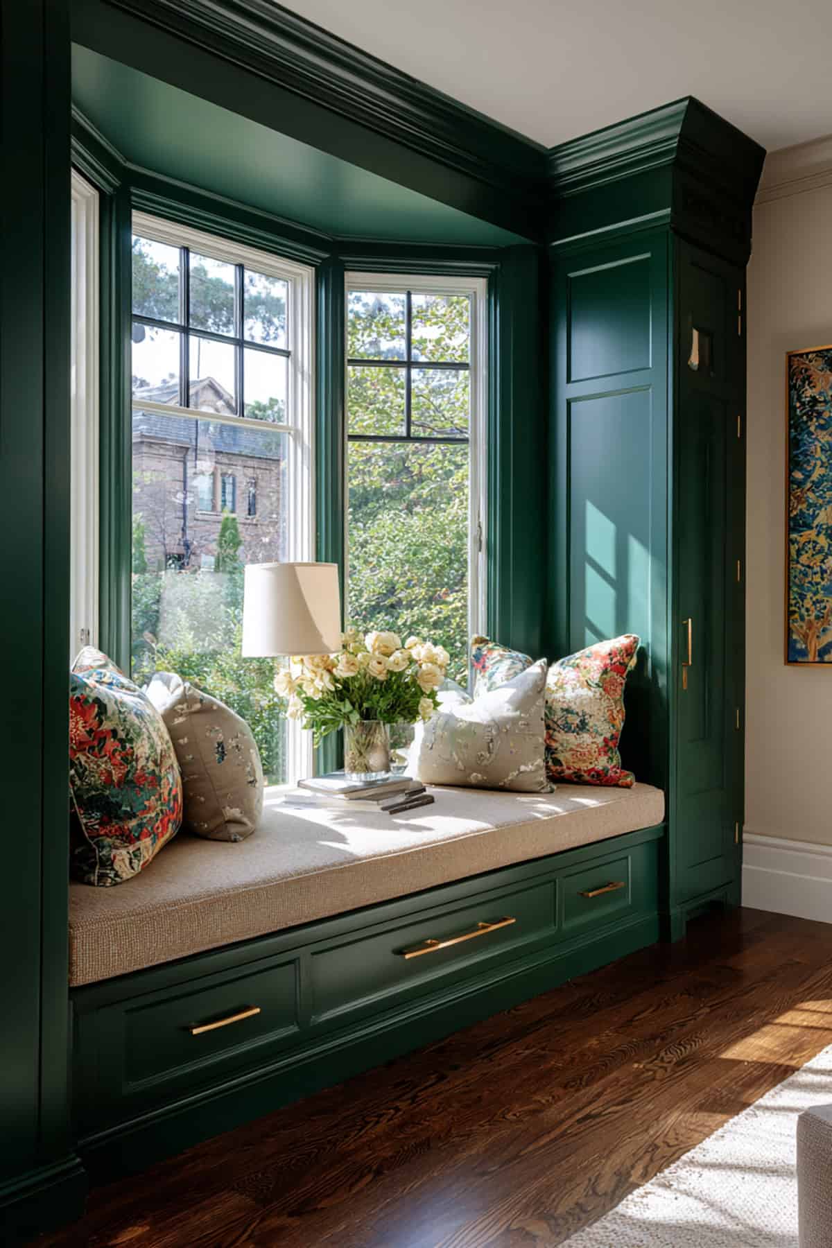 Bold Color Pop Bay With A Painted Bench Base