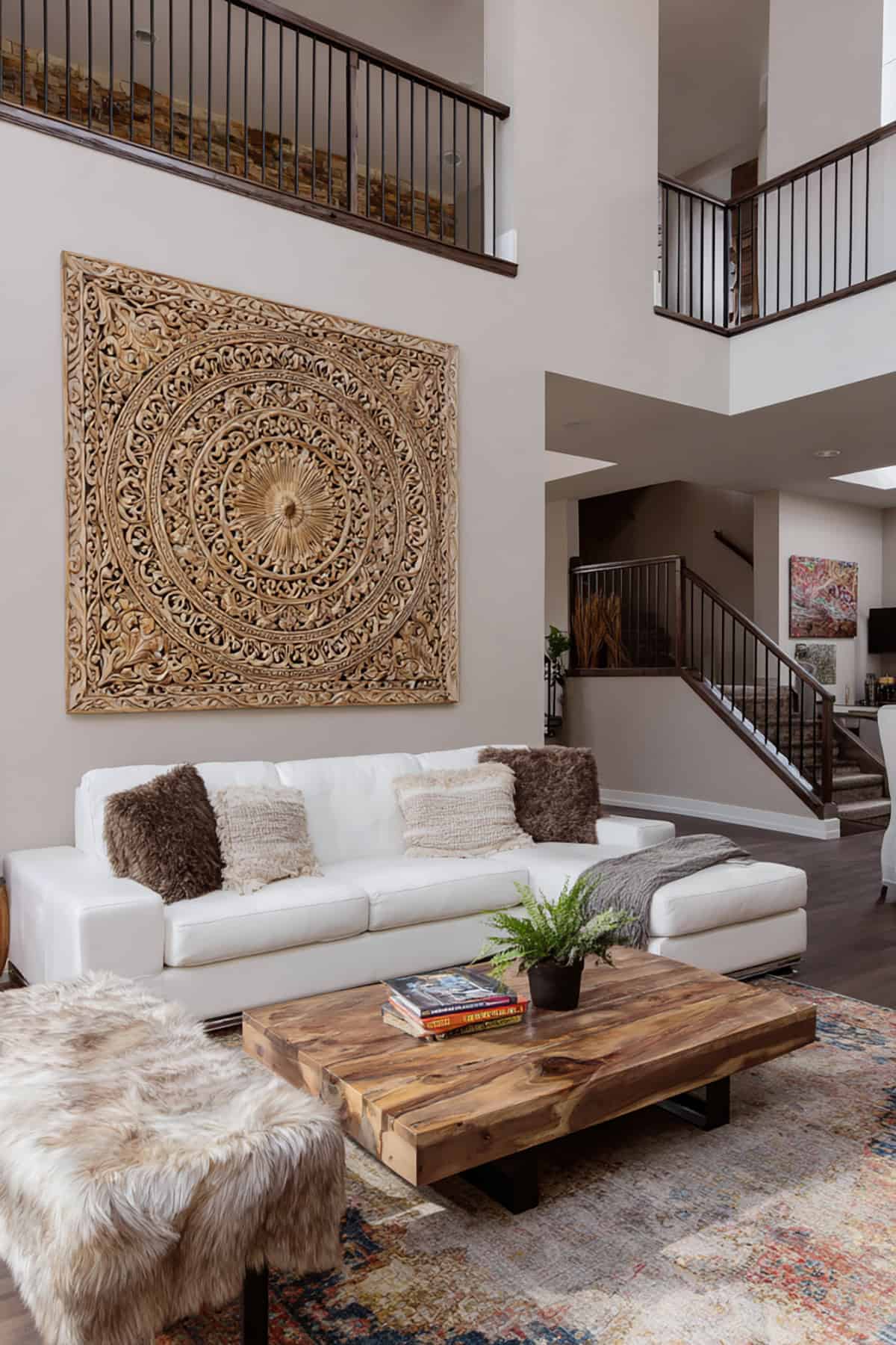 Carved Wooden Mandala Panel