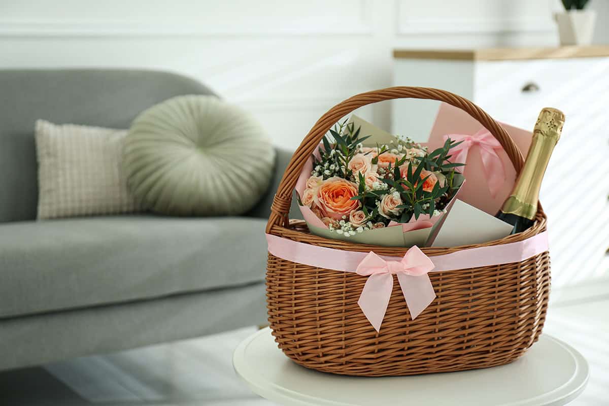 Champagne + Roses Basket