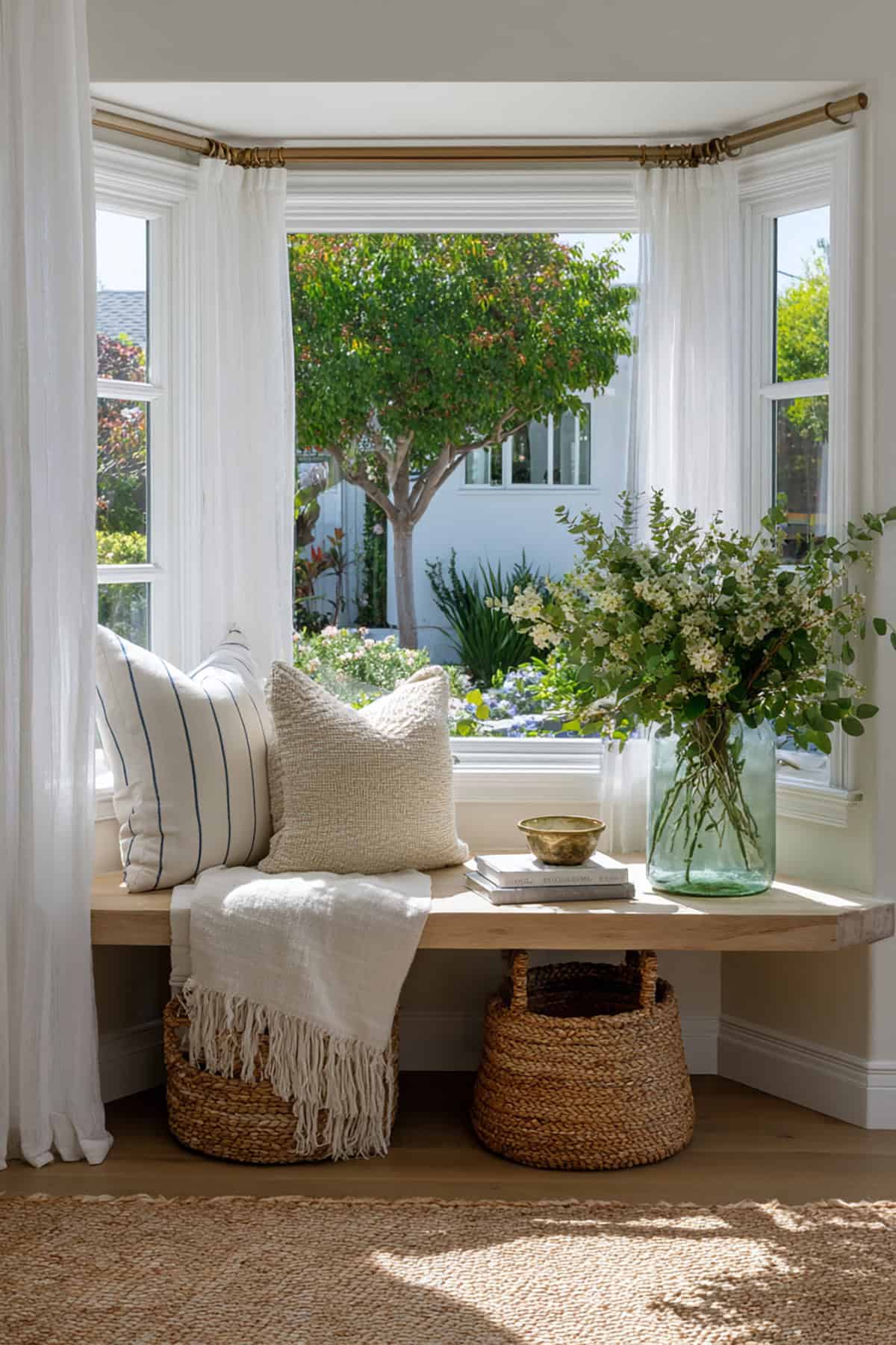 Coastal Bay With Woven Textures And Breezy Whites
