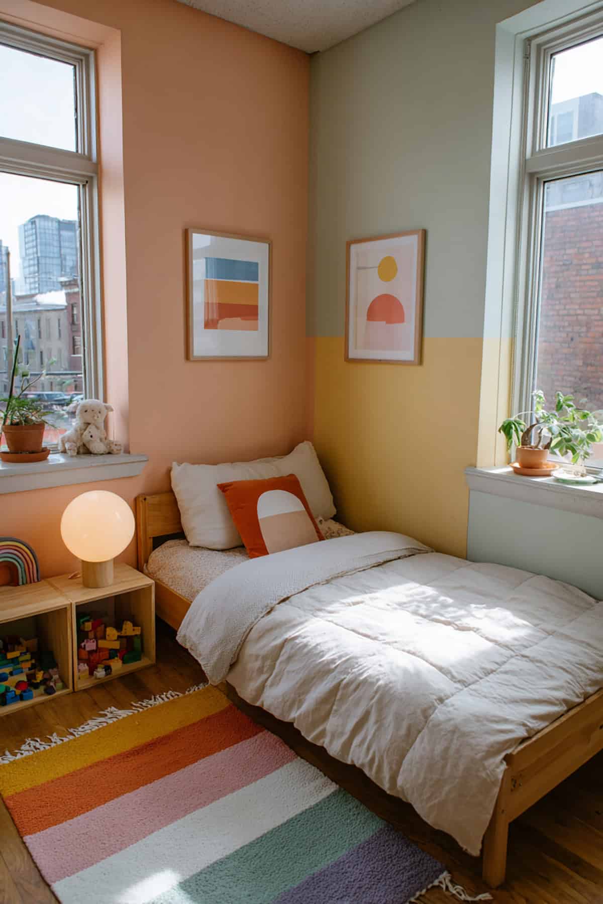 Color Block Wall With Playful Pastel Geometry