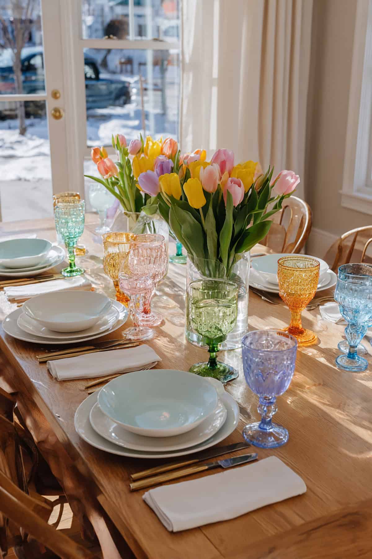 Colorful Glassware Statement Table