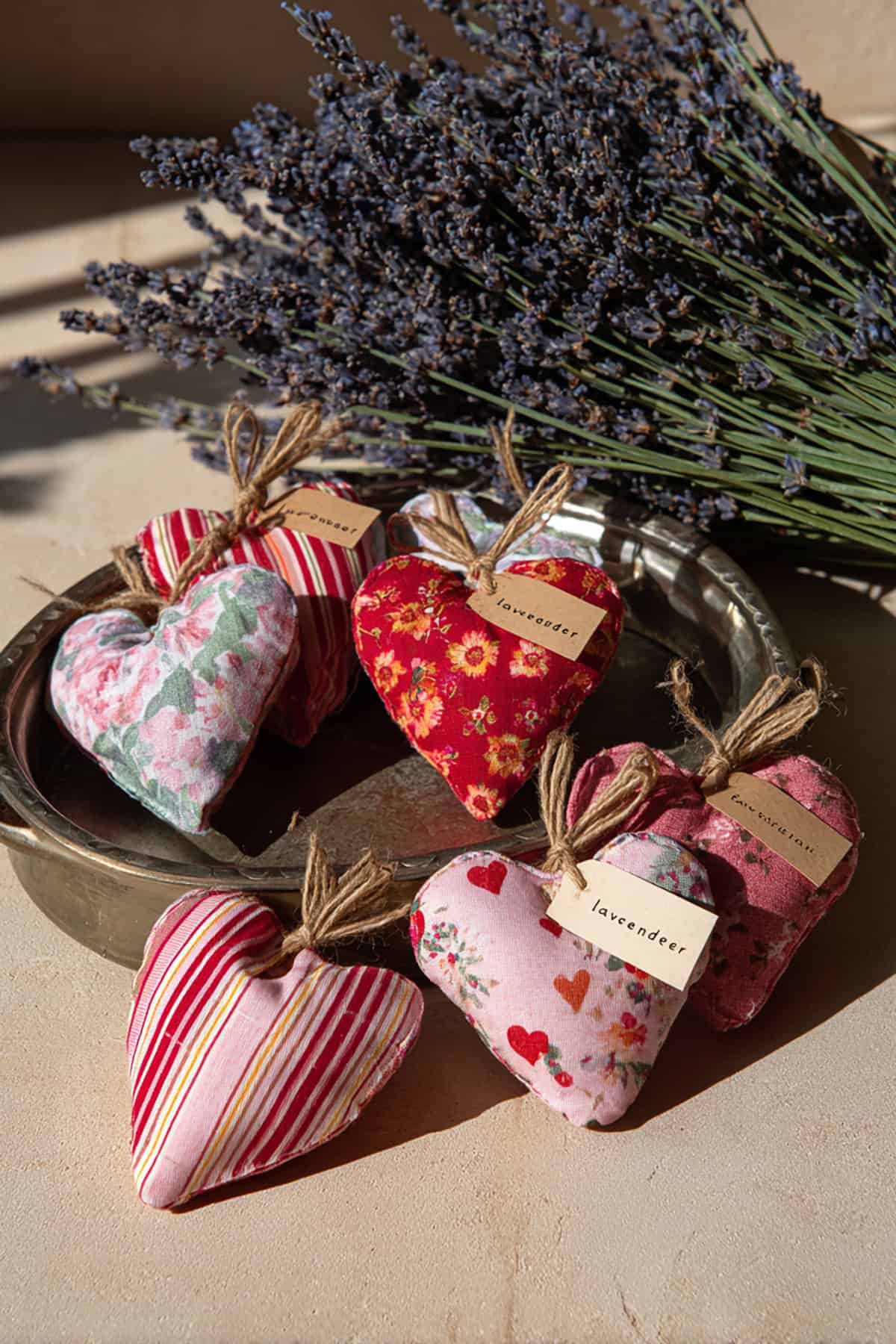 Fabric Heart Sachets Filled With Lavender