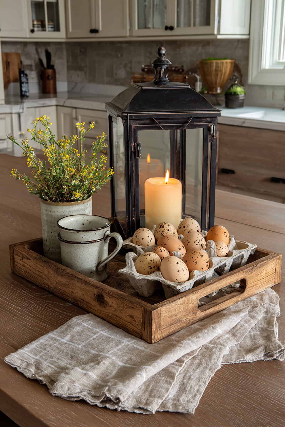Farmhouse Egg Crate Lantern Tray