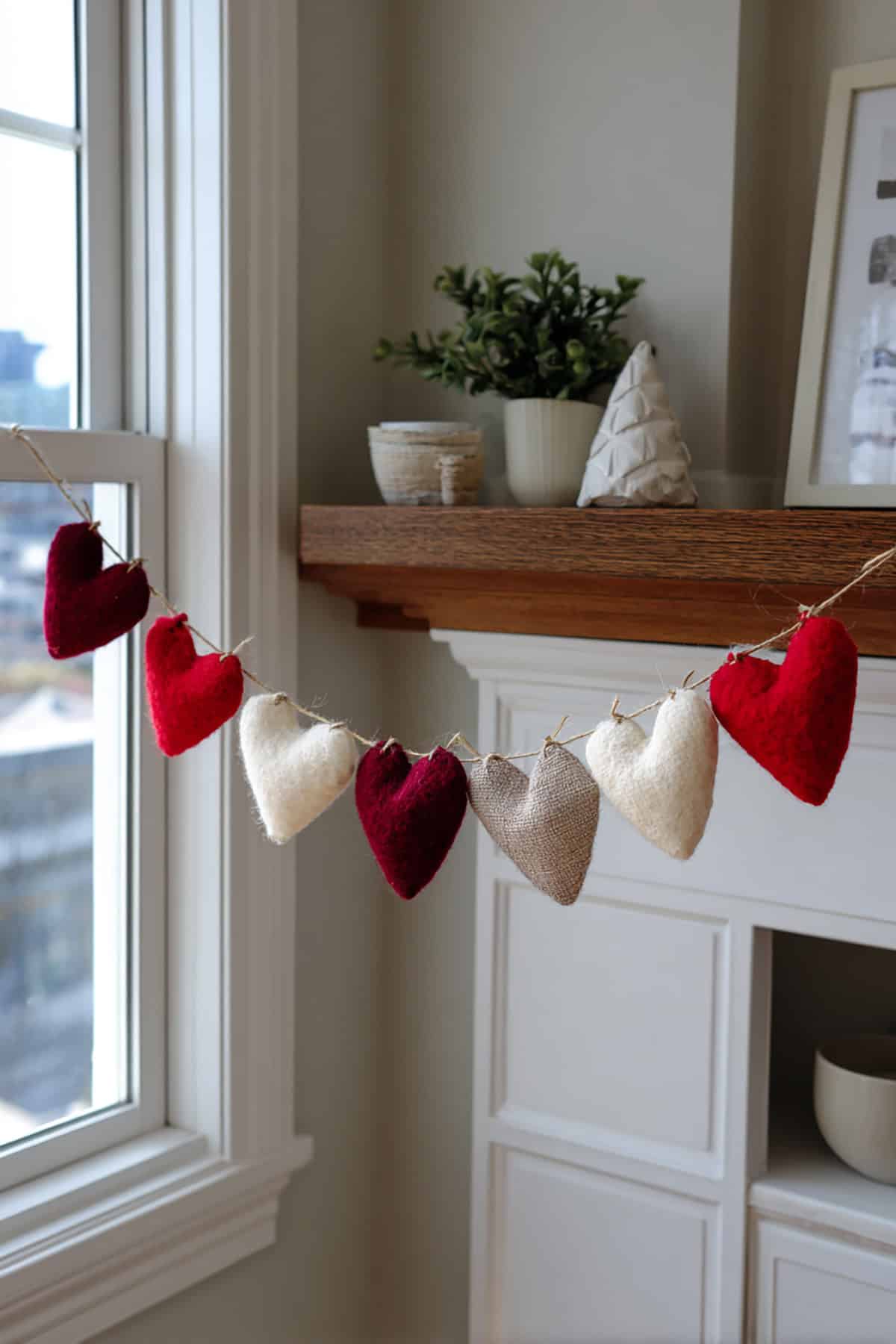 Felt Heart Garland With Mixed Textures